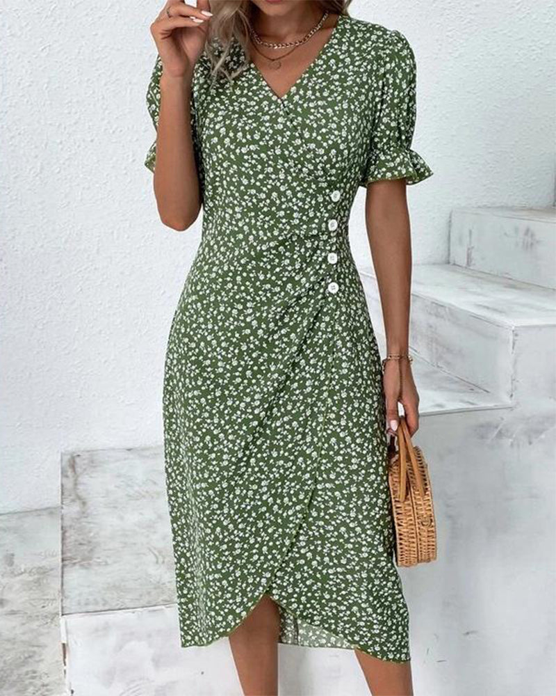 Aria | Women's Floral Print Flowing Midi Dress