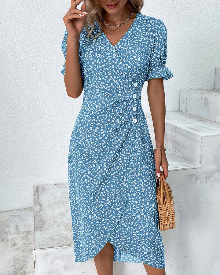 Aria | Women's Floral Print Flowing Midi Dress