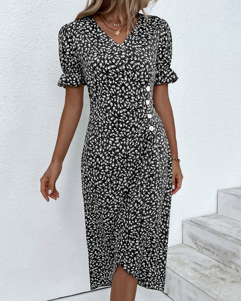 Aria | Women's Floral Print Flowing Midi Dress