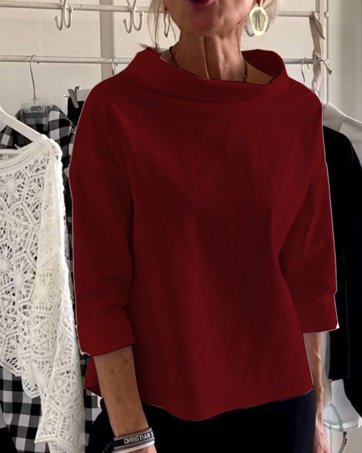 Celine | Women's Draped Cowl Neck Long Sleeve Top