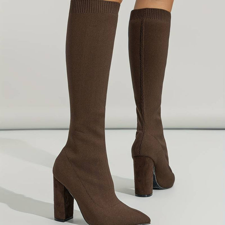 Nina | Women's Stretch Knit Knee-High Heel Boots