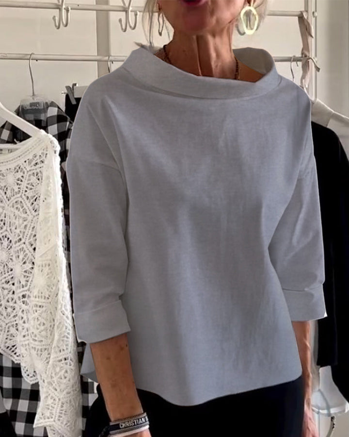 Celine | Women's Draped Cowl Neck Long Sleeve Top