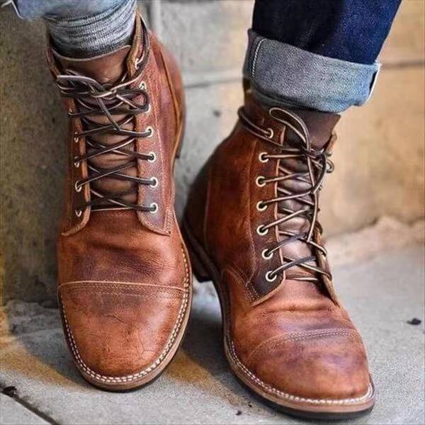 Victor | Men's Retro Style Lace-Up Leather Boots