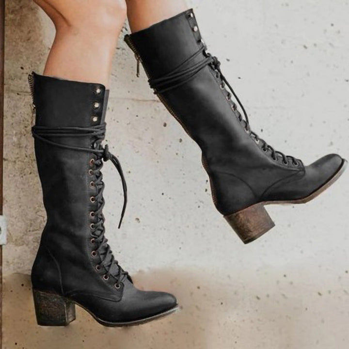 Autumn | Women's Lace-Up Knee High Riding Boots