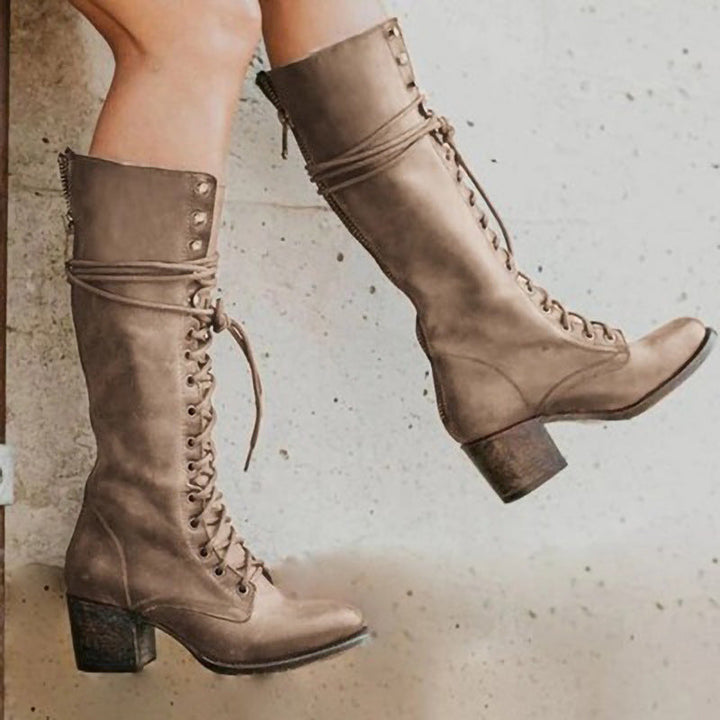Autumn | Women's Lace-Up Knee High Riding Boots