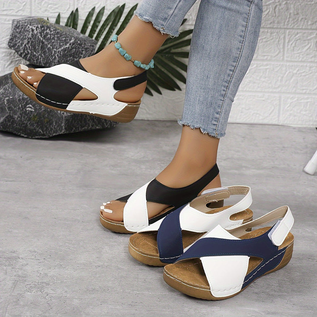 Sienna | Women's Colour Block Slingback Wedge Heel Sandals