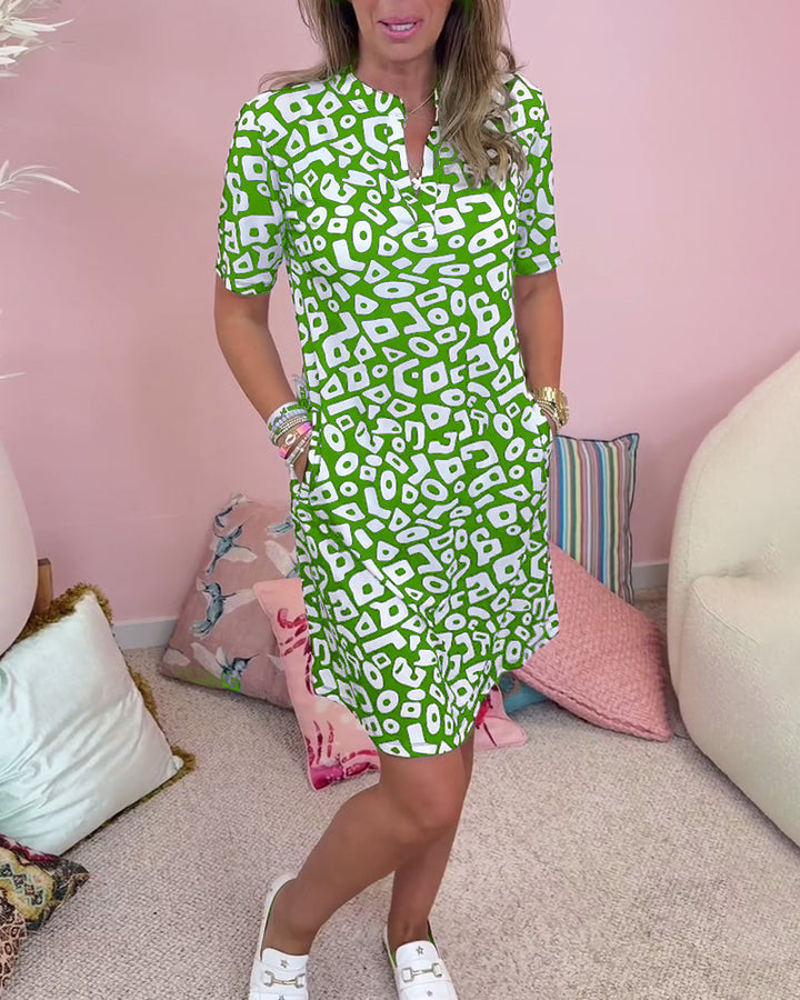 Poppy | Women's Abstract Print Short Sleeve Casual Dress