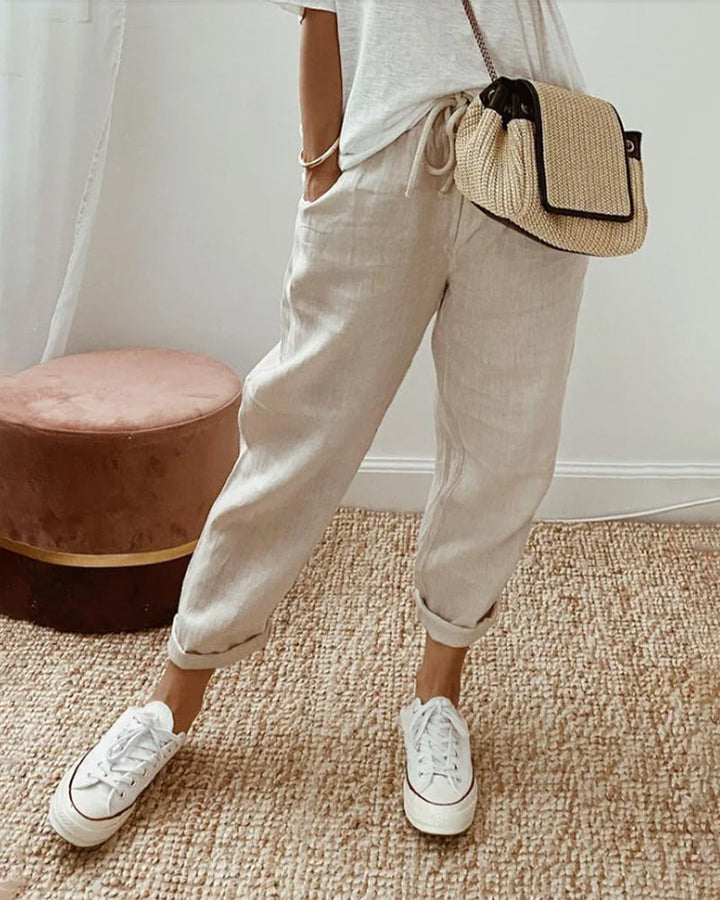 Iris | Women's Relaxed Drawstring Linen Trousers