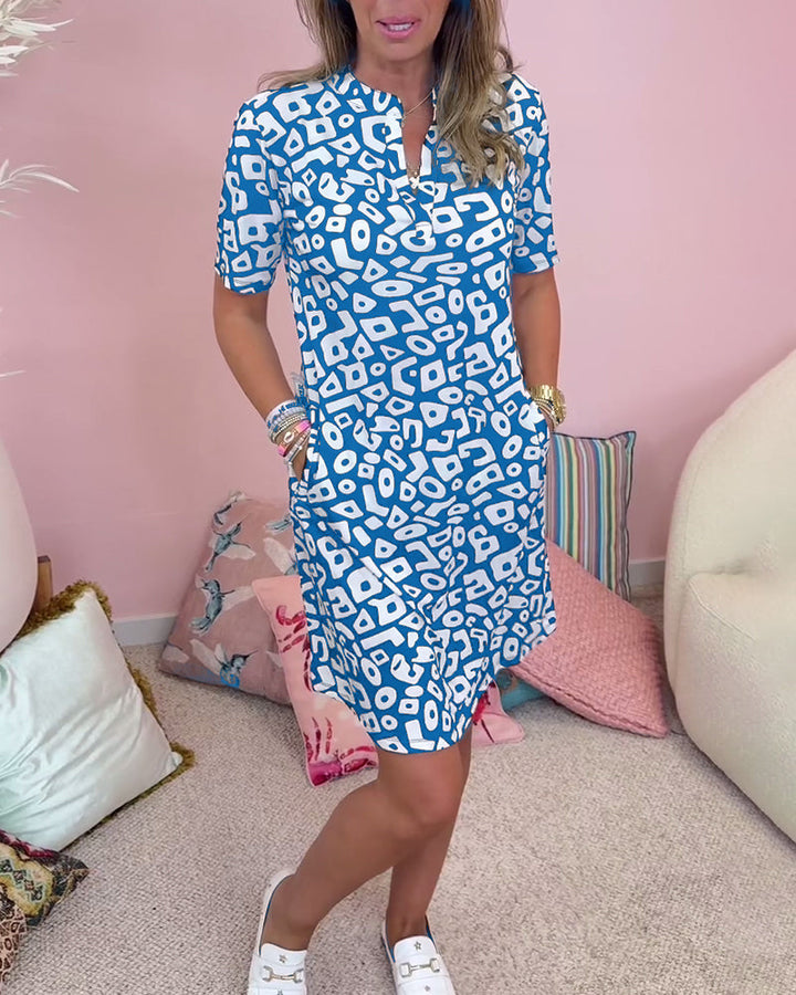 Poppy | Women's Abstract Print Short Sleeve Casual Dress