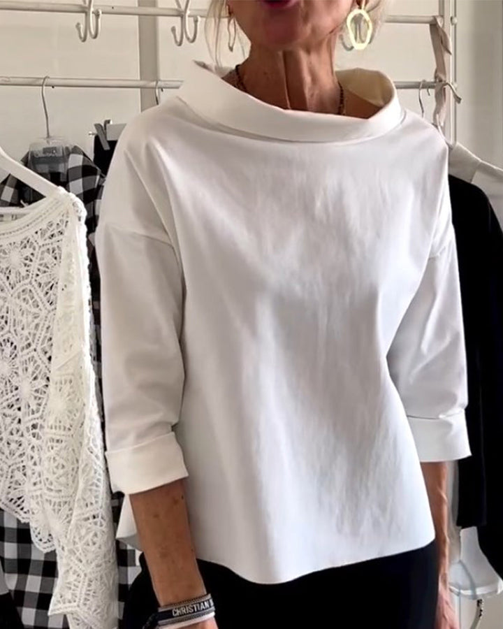 Celine | Women's Draped Cowl Neck Long Sleeve Top