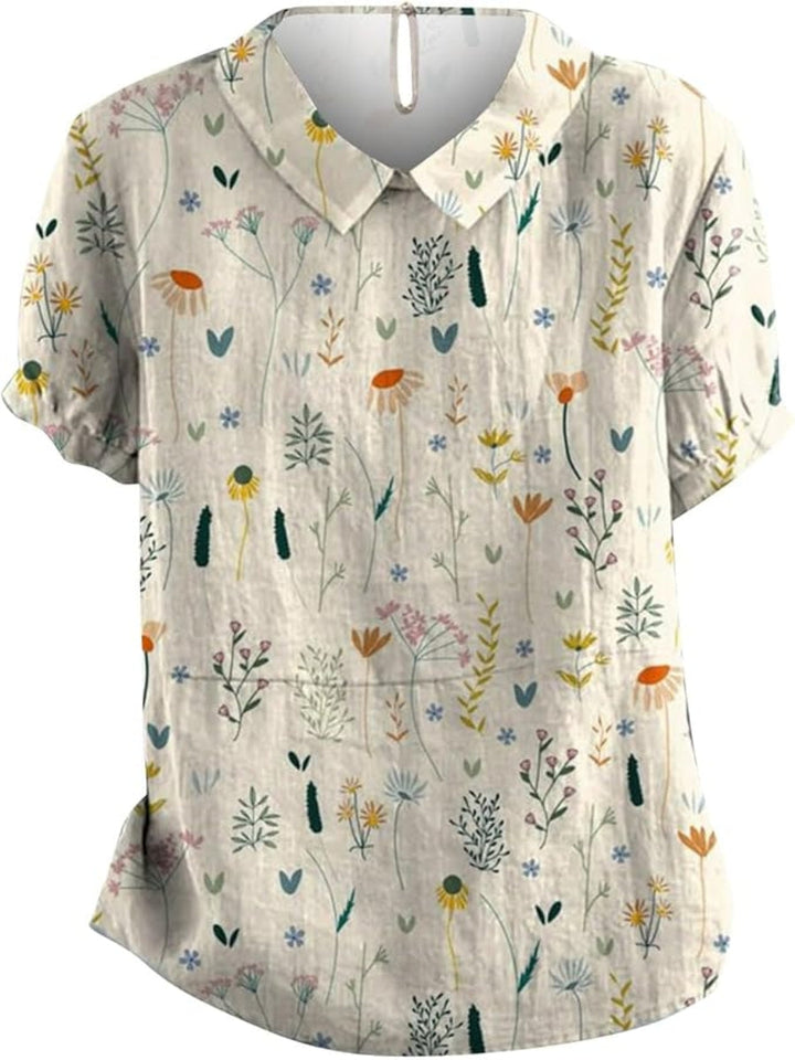 Isla | Women's Floral Pattern Short Sleeve Everyday Blouse