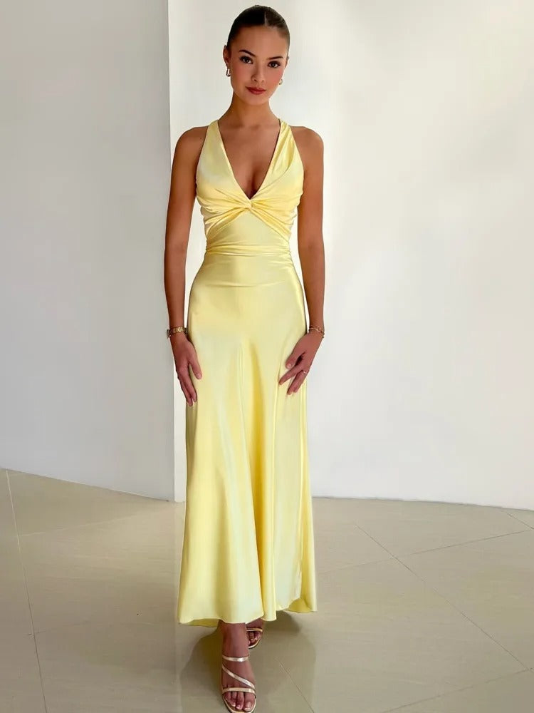 Lara | Women's Backless Satin Summer Dress