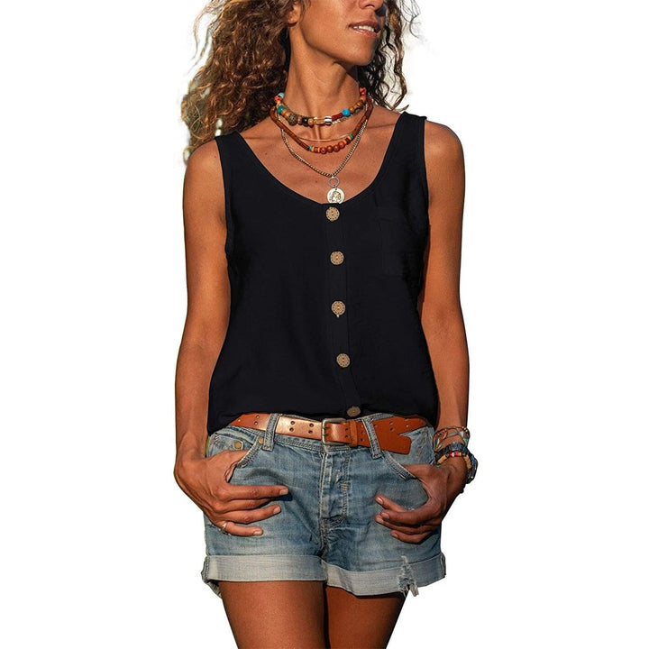 Lila | Women's Sleeveless Button Front Casual Tank
