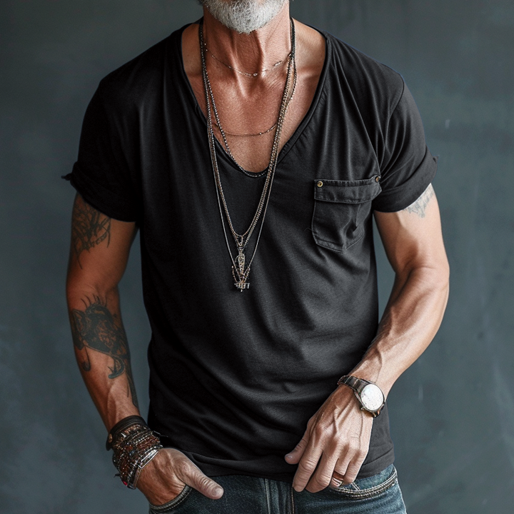 Eli | Men's V-Neck Pocket Casual T-Shirt