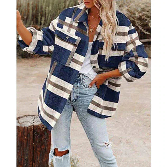 Hazel | Women's Plaid Button Front Flannel Jacket