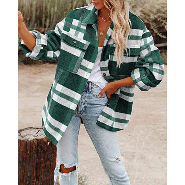 Hazel | Women's Plaid Button Front Flannel Jacket