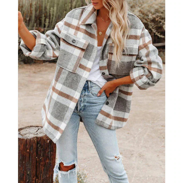 Hazel | Women's Plaid Button Front Flannel Jacket