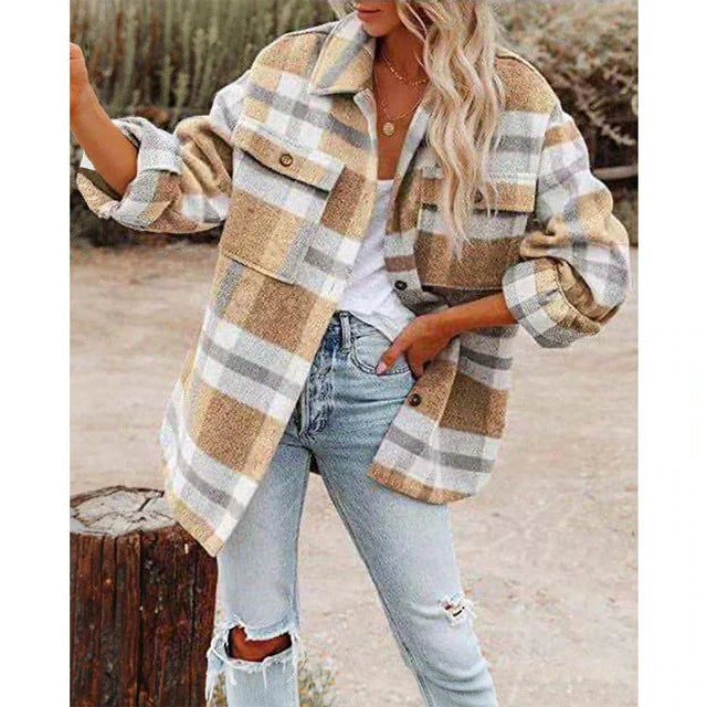 Hazel | Women's Plaid Button Front Flannel Jacket