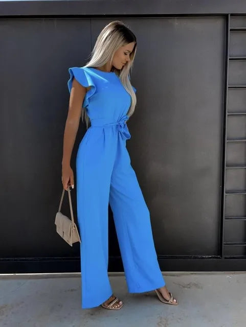 Elara | Women's Elegant Ruffle Sleeve Wide-Leg Jumpsuit