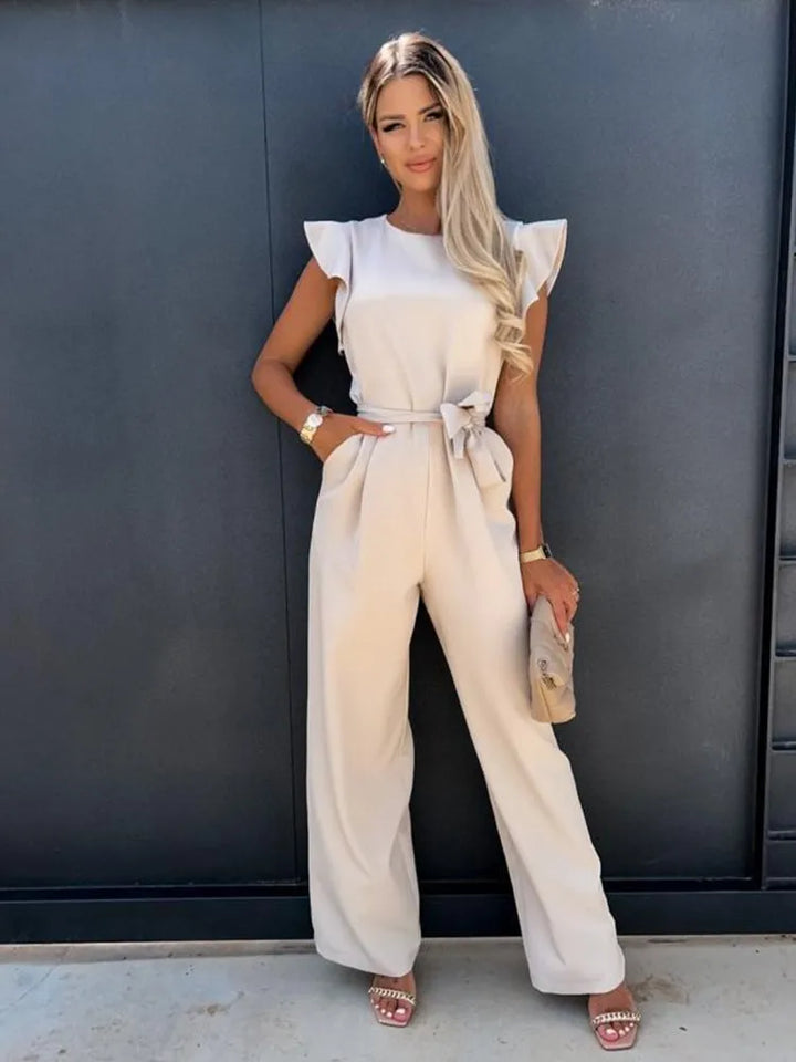 Elara | Women's Elegant Ruffle Sleeve Wide-Leg Jumpsuit