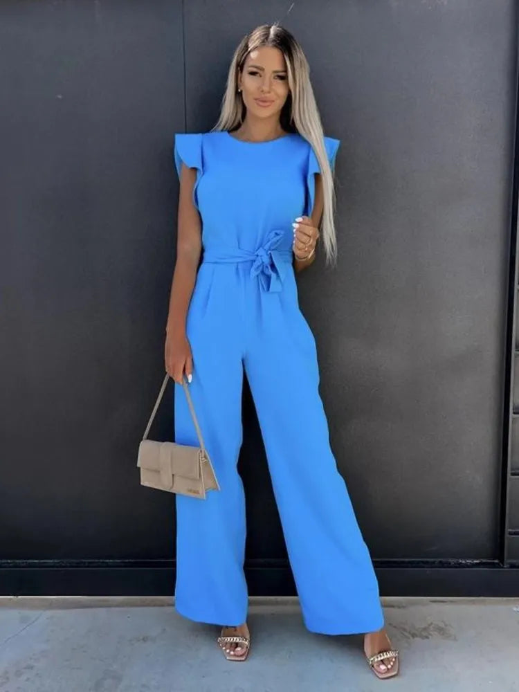 Elara | Women's Elegant Ruffle Sleeve Wide-Leg Jumpsuit