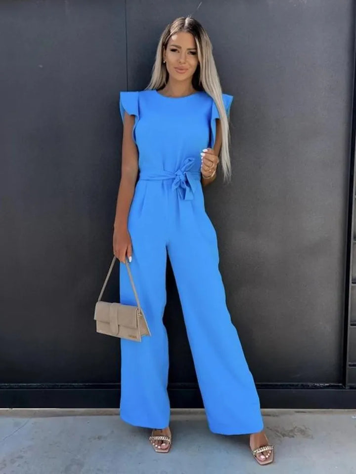Elara | Women's Elegant Ruffle Sleeve Wide-Leg Jumpsuit