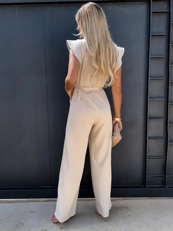 Elara | Women's Elegant Ruffle Sleeve Wide-Leg Jumpsuit