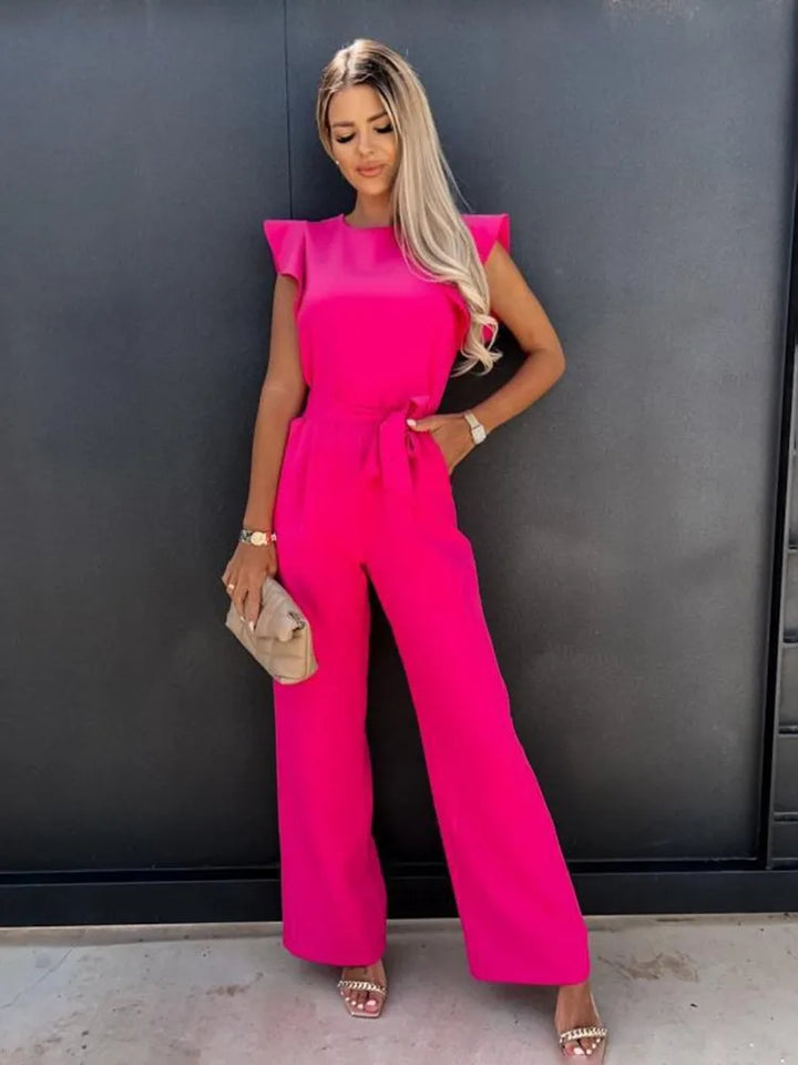 Elara | Women's Elegant Ruffle Sleeve Wide-Leg Jumpsuit
