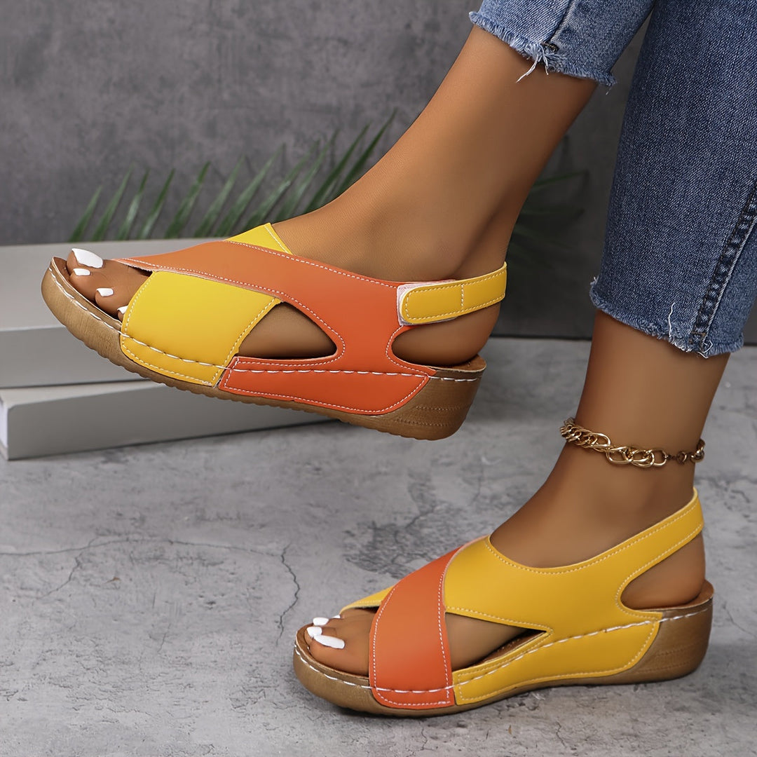 Sienna | Women's Colour Block Slingback Wedge Heel Sandals