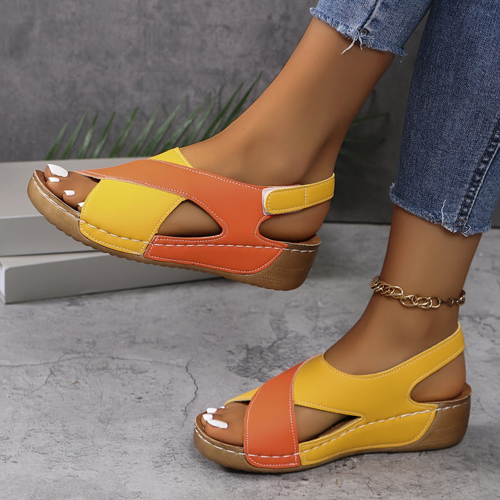 Sienna | Women's Colour Block Slingback Wedge Heel Sandals