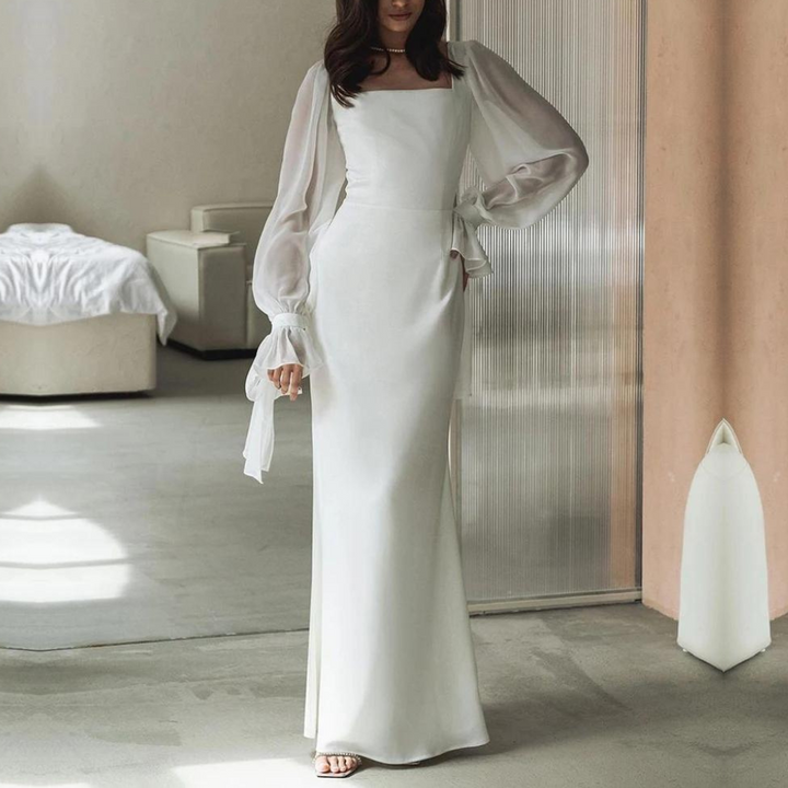 Anya | Women's Puff Sleeve Square Neck Evening Dress