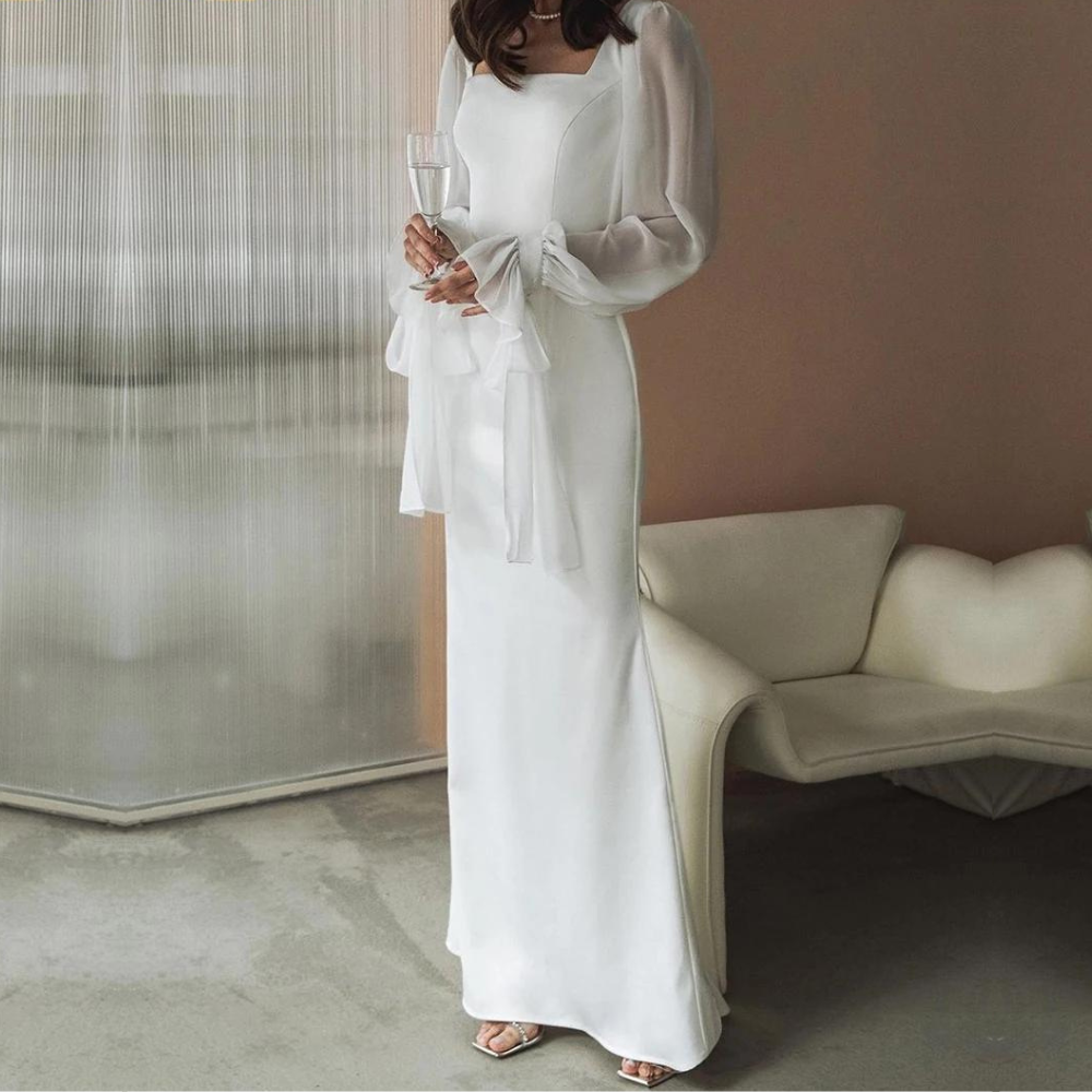 Anya | Women's Puff Sleeve Square Neck Evening Dress