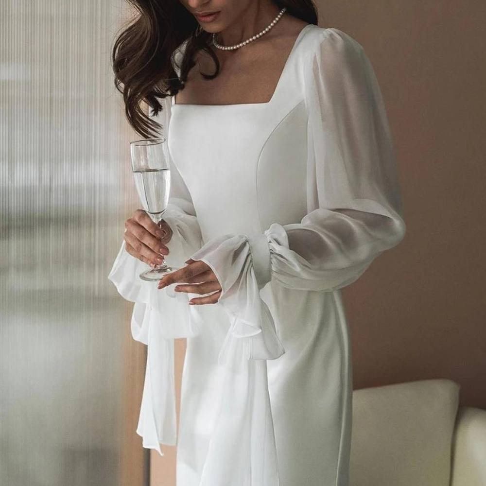 Anya | Women's Puff Sleeve Square Neck Evening Dress