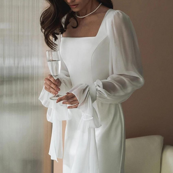 Anya | Women's Puff Sleeve Square Neck Evening Dress