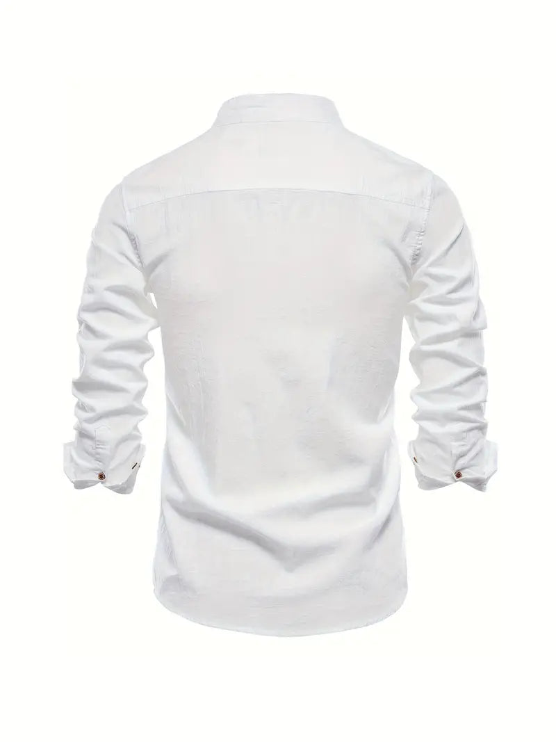 Luca | Men's Mandarin Collar Minimal Button Shirt