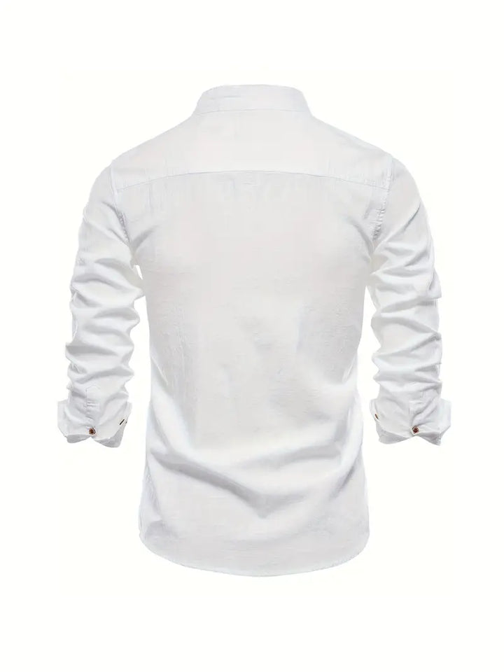 Luca | Men's Mandarin Collar Minimal Button Shirt