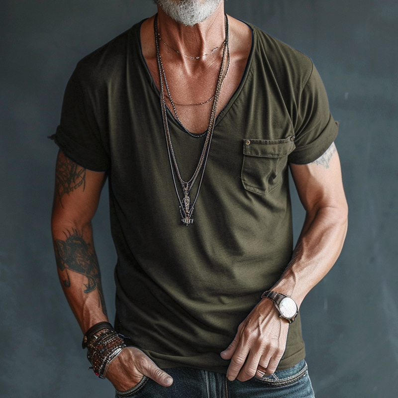 Eli | Men's V-Neck Pocket Casual T-Shirt