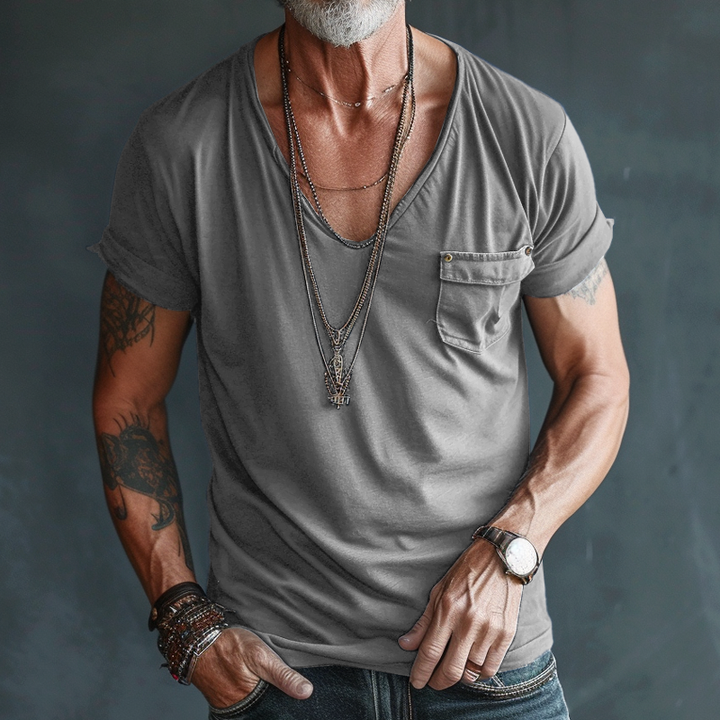 Eli | Men's V-Neck Pocket Casual T-Shirt