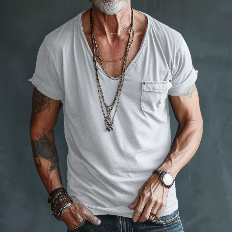 Eli | Men's V-Neck Pocket Casual T-Shirt