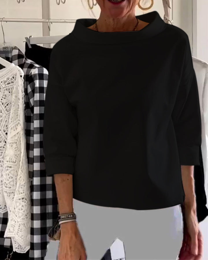 Celine | Women's Draped Cowl Neck Long Sleeve Top