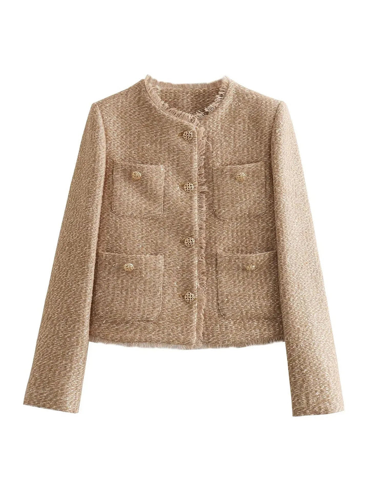 Margot | Women's Fringed Tweed Structured Jacket