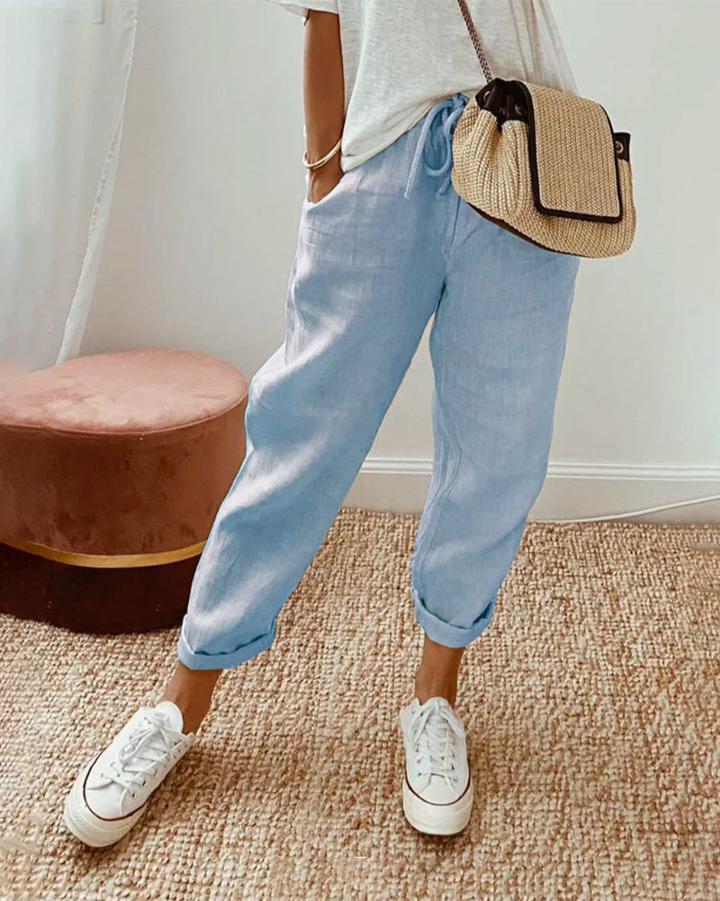 Iris | Women's Relaxed Drawstring Linen Trousers