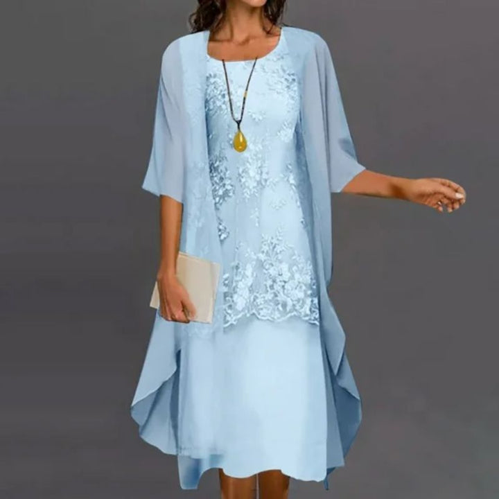 Colette | Women's Lace Overlay Dress & Flowing Cardigan Set