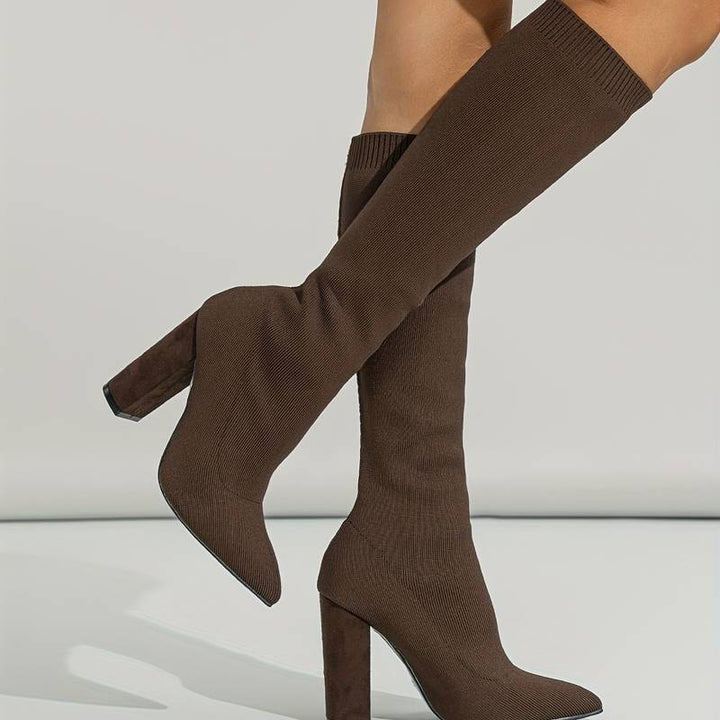 Nina | Women's Stretch Knit Knee-High Heel Boots