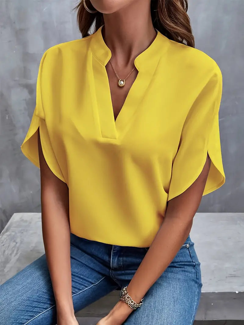 Elara | Women's V-Neck Flutter Sleeve Blouse