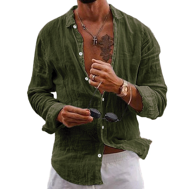 Adrian | Men's Relaxed Fit Linen Button Front Shirt