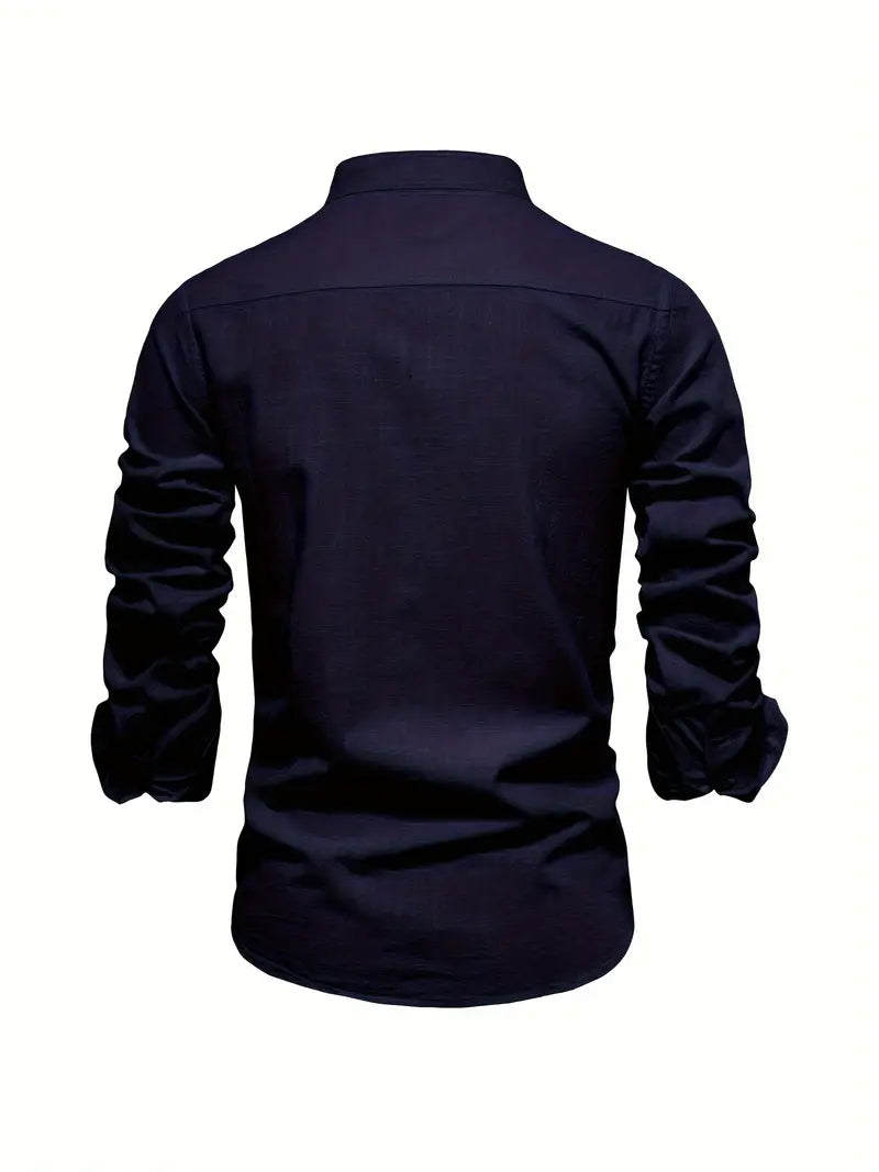 Luca | Men's Mandarin Collar Minimal Button Shirt
