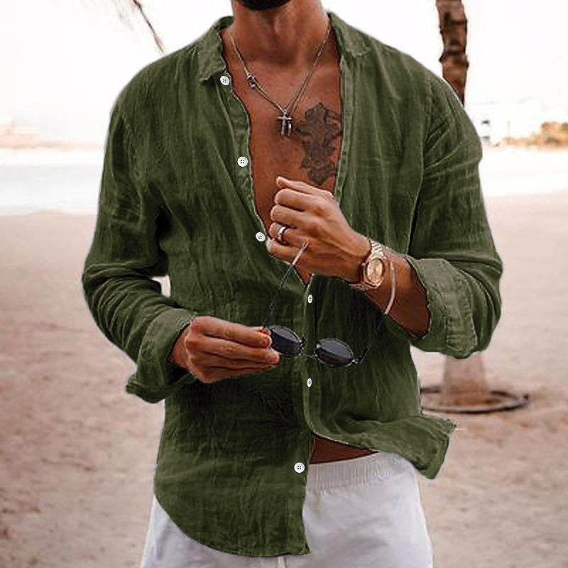 Adrian | Men's Relaxed Fit Linen Button Front Shirt