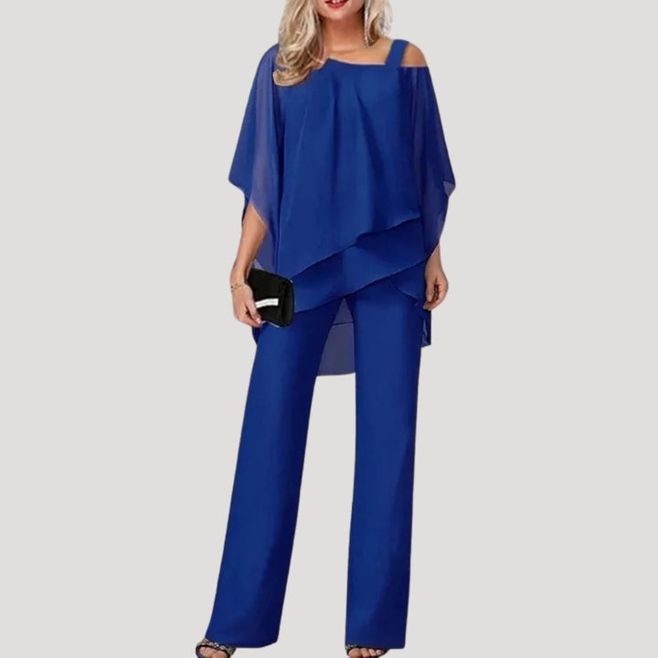 Elara | Women's Chiffon Overlay Two-Piece Trouser Set