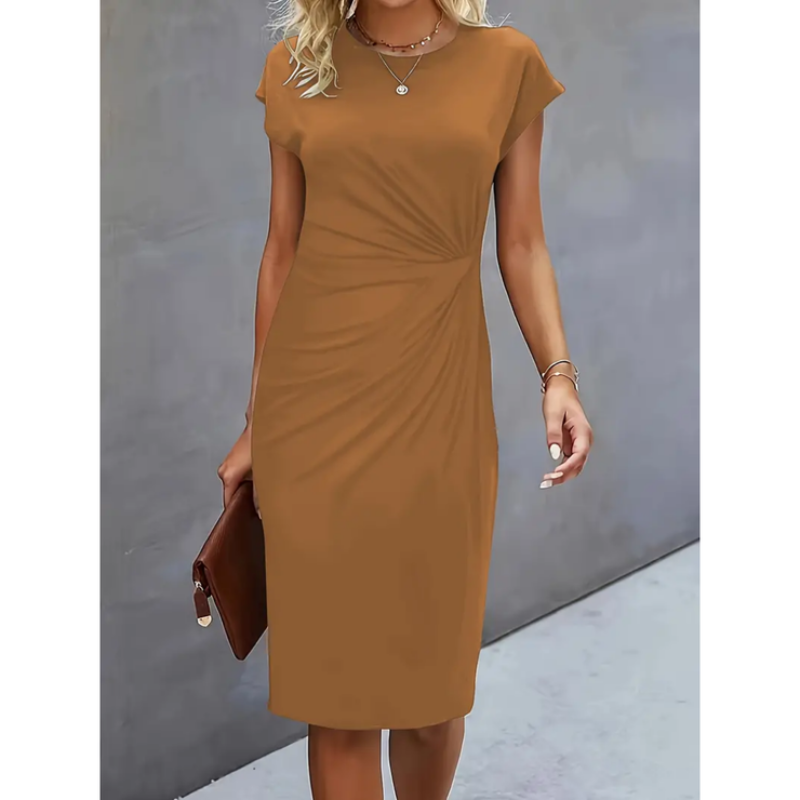 Naomi | Women's Ruched Waist Bodycon Midi Dress